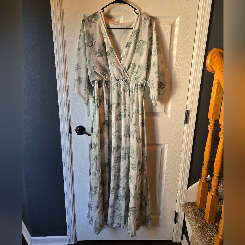 Baltic Born Green and White Floral Maxi Dress